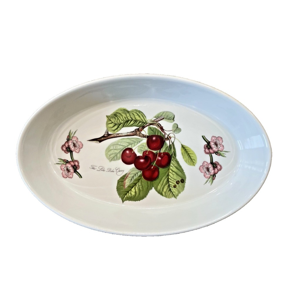 Vtg Cherry Fruit Portmeirion Pomona Oval Casserole Baking Dish 7x11"